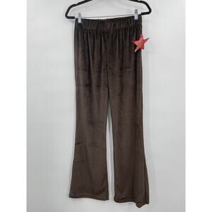 Dizzy Lizzy Womens Brown Soft Crushed Velvet Brown Joggers Pants NEW Medium
